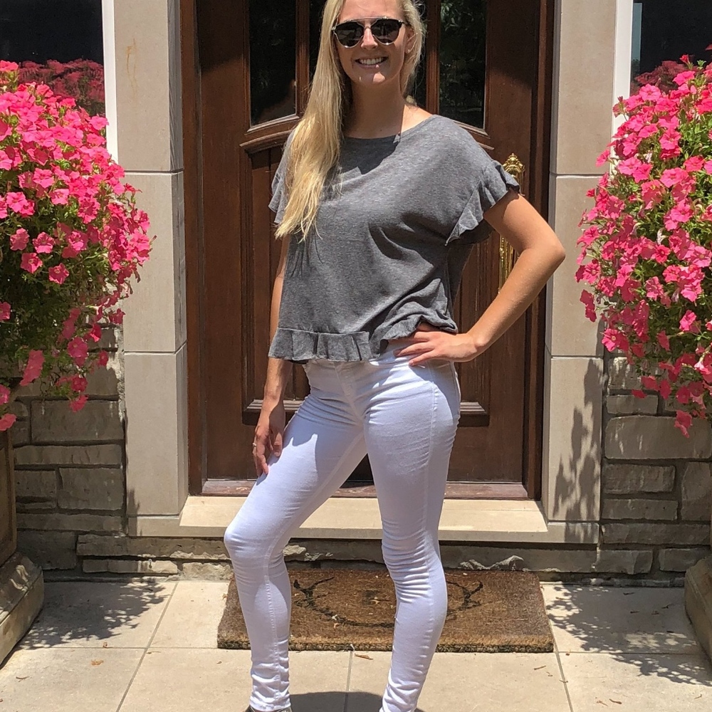 Grey Ruffle Layered Tee - Picture 6 of 8